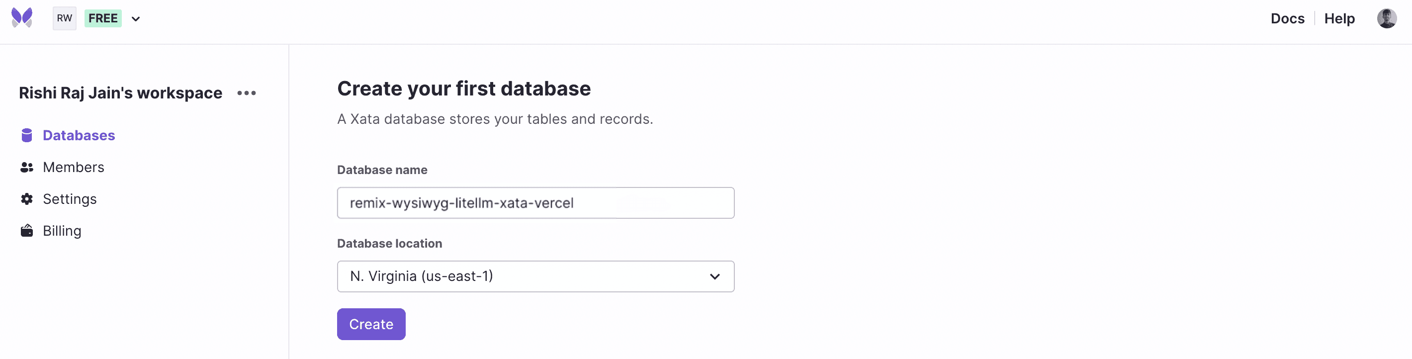 Create a database